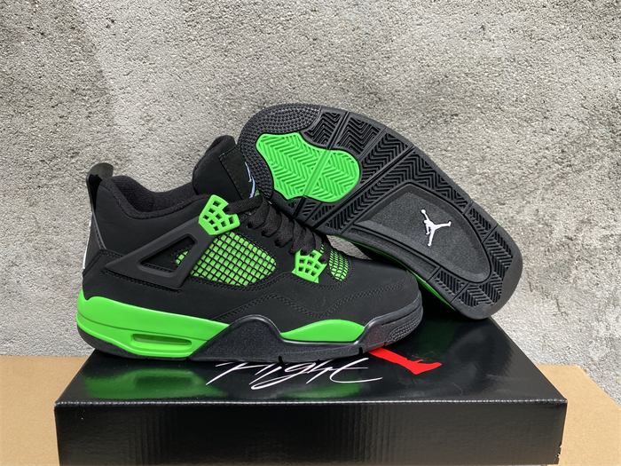 Men's Hot Sale Running weapon Air Jordan 4 Black/Green Shoes 192